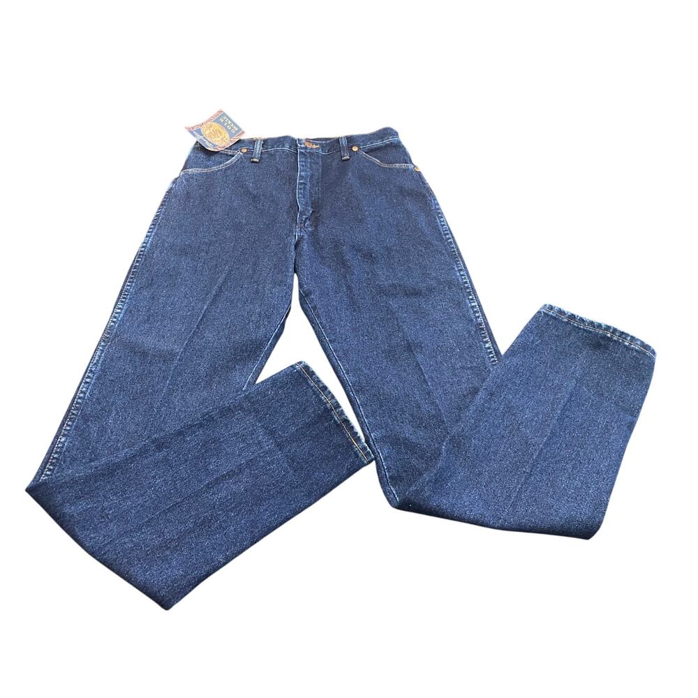 NWT Wrangler Gold Buckle Slim Fit Western Jean 32x34 Dark Wash Made in USA Work‎